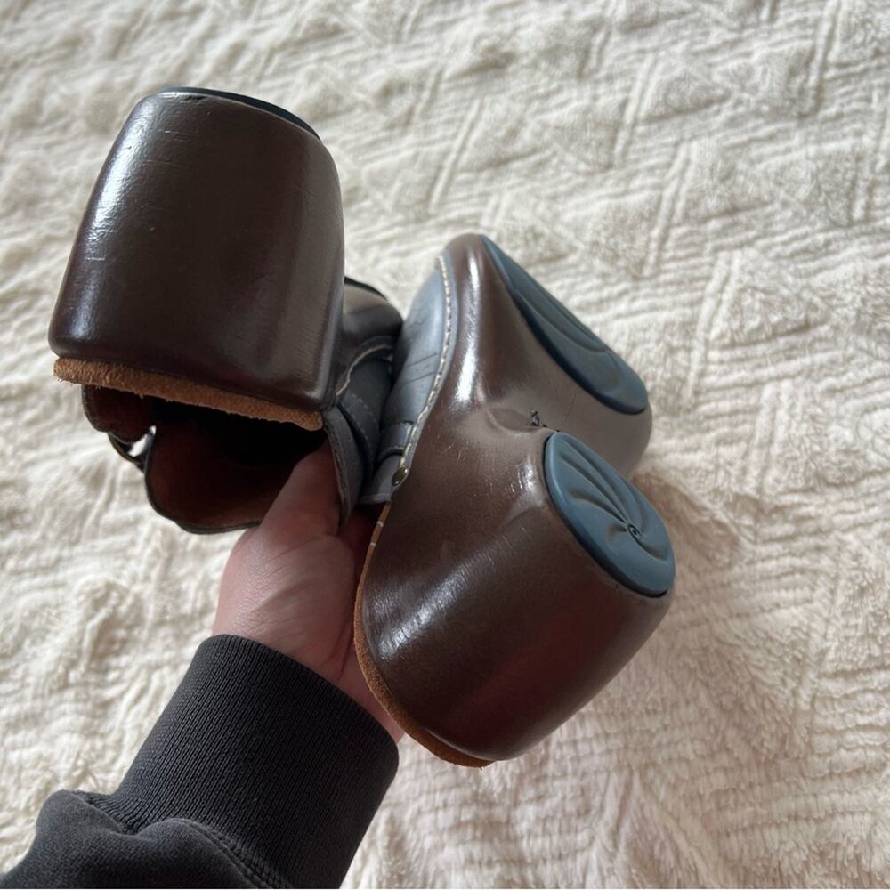 Indigo by Clarks Light Blue Leather Heeled Clogs - Picture 10 of 14